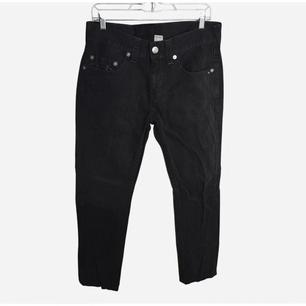 True Religion Jeans Mens 31 Black Denim Skinny Leg Stretch Adult 31x32